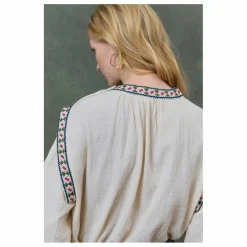 Louise Misha Blouse Izza Double Gaze de Coton Bio - Collection Femme | Crème
