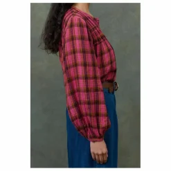 Femme Louise Misha Blouse Jally Alpenglow Carreaux Double Gaze de Coton Bio - Collection Femme |