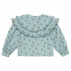 the new society Blouse Jimena Fleurs | Bleu ciel Outlet