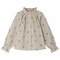 Hot Bonpoint Blouse Jordana Carreaux Coton Bio | Bleu