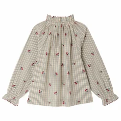 Hot Bonpoint Blouse Jordana Carreaux Coton Bio | Bleu