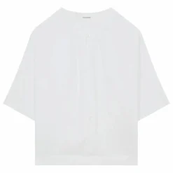 Sale Pomandère Blouse Manches Courtes Popeline de Coton | Blanc