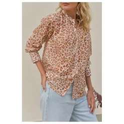 Marlot Paris Blouse Michelle Léopard Voile de Coton - Collection Femme | Rose pâle Hot