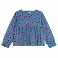 Hot Petit Bateau Blouse Pommes Velours Côtelé | Bleu