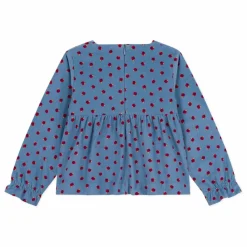 Hot Petit Bateau Blouse Pommes Velours Côtelé | Bleu