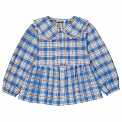 Hot Hello Simone Blouse Prune Carreaux | Bleu