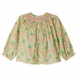 Bonpoint Blouses, T-Shirts|Blouse Smockée Griotte Liberty Coton Bio |
