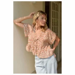 Marlot Paris Blouse Suzon Léopard Voile de Coton - Collection Femme | Rose pâle