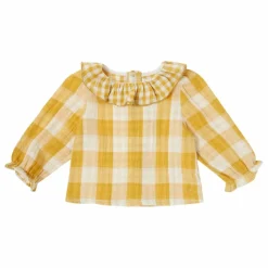 Clearance Tocoto Vintage Blouse Vichy Baby | Jaune moutarde