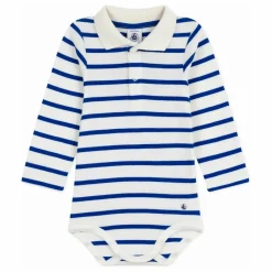Discount Petit Bateau Body Col Polo Rayé Coton Bio | Ecru