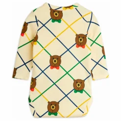 Mini Rodini Body Ours Carreaux Coton Bio | Ecru Discount