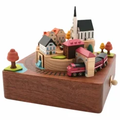 Discount Wooderful life Boite à musique en bois Train d'automne Multicolore