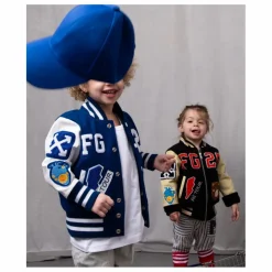 Enfant Fille Garçon Bomber Awesome Letterman à Ecussons Cuir |