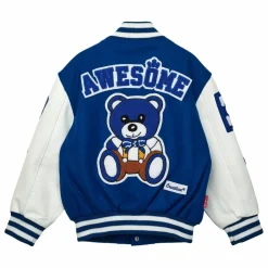 Enfant Fille Garçon Bomber Awesome Letterman à Ecussons Cuir |
