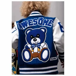 Enfant Fille Garçon Bomber Awesome Letterman à Ecussons Cuir |