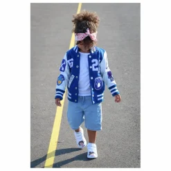 Enfant Fille Garçon Bomber Awesome Letterman à Ecussons Cuir |