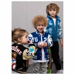 Hot Fille Garçon Bomber Awesome Letterman à Ecussons Cuir | Noir