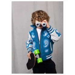 Best Fille Garçon Bomber Paisley Laine et Cuir | Bleu