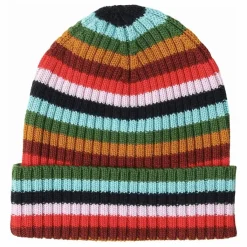 FUB Bonnet Côtelé Rayé Laine de Mérinos | Bleu marine New