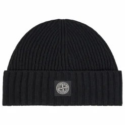 Stone Island Bonnet Logo Laine | Noir Discount