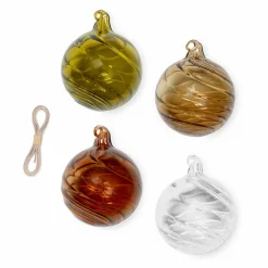 New Ferm Living Boule de noël Twirl en verre - Set de 4 Multicolore