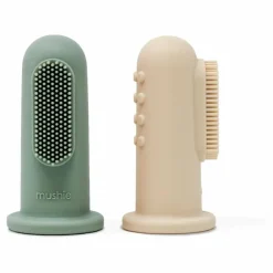 Mushie Brosses à dents bébé - Set de 2 | Vert amande Outlet