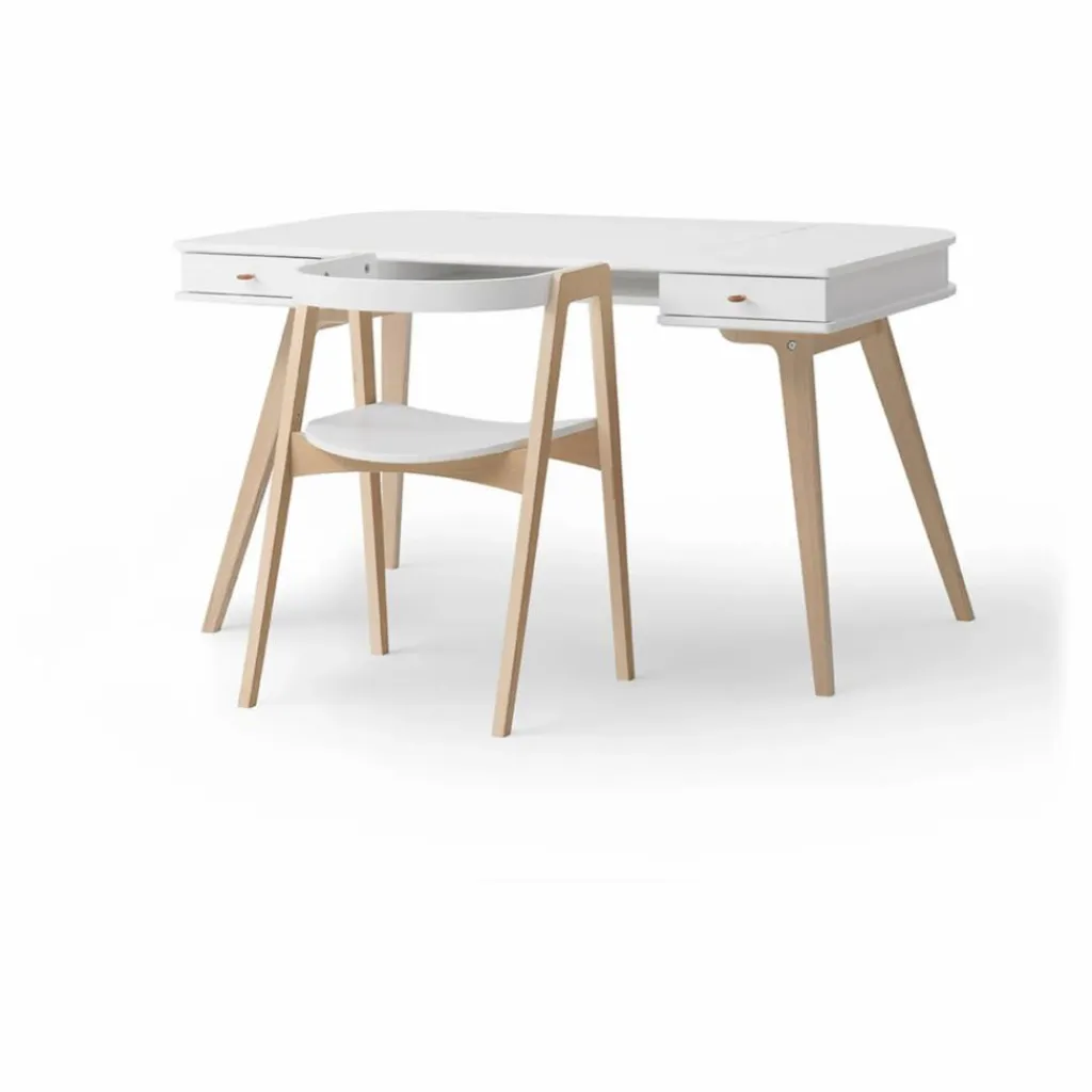 Outlet Oliver Furniture Bureau Wood, 66 cm et chaise Wood | Blanc