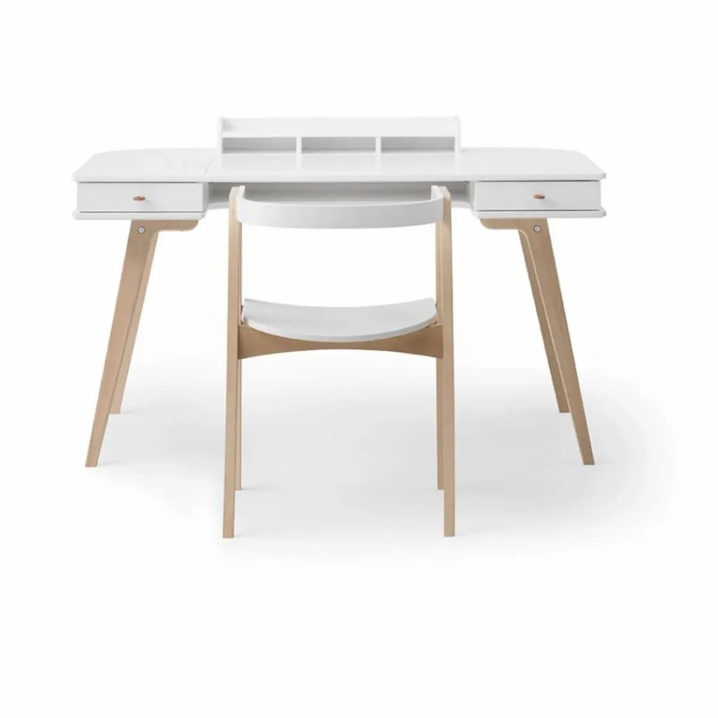 Outlet Oliver Furniture Bureau Wood, 66 cm et chaise Wood | Blanc