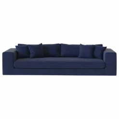 Panac Edition Canapé 4 places Bellechasse en velours brut - 275 cm | Bleu marine Best