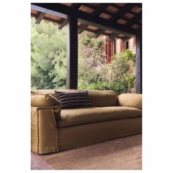 HKliving Canapé en lin 3 places Nomad | Ocre