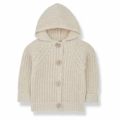 1+ in the family Cardigan Capuche Tricot Ross | Ecru Online