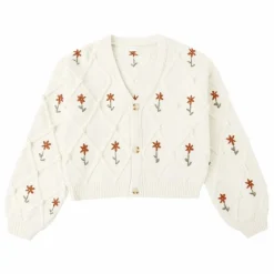Rylee + Cru Cardigan Crop Winter Daisy Mini | Ecru Hot