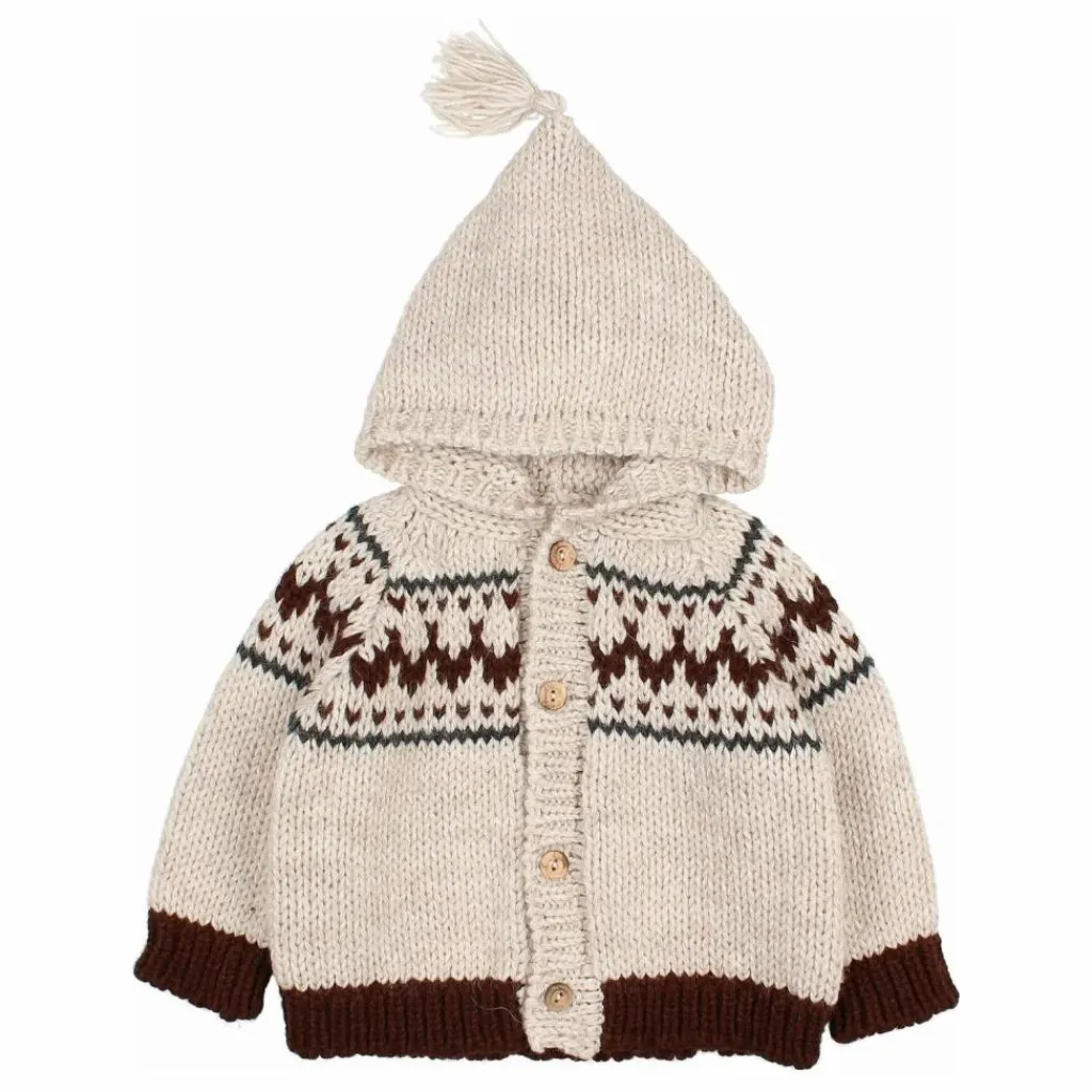 Online Búho Cardigan Folk Laine | Ecru