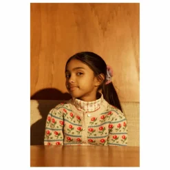 Hello Simone Cardigan Lison Fleuri Laine Alpaga et Mérinos | Beige New