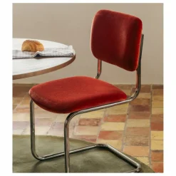 The Socialite Family Chaise Classica en velours de mohair | Rouge vermillon Online