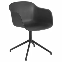 Muuto Chaise Fiber avec accoudoirs en plastique recyclé | Noir Outlet