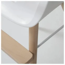 Micuna Chaise haute OVO LUXE ONE harnais en simili cuir beige | Blanc New