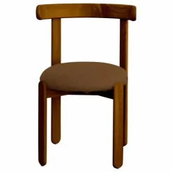 Outlet Gabrielle Paris Chaise Lilas en bois finition Teck, assise en lin | Mocha