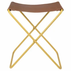 Hot Broste Copenhagen Chaise pliante Nola en cuir | Jaune moutarde