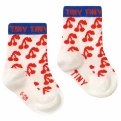 Sale Tinycottons Chaussettes Cerises | Blanc