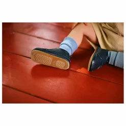 Best Melton Chaussons Cuir | Bleu marine