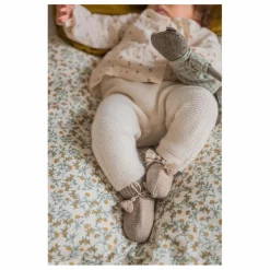 Discount Gentil Coquelicot Chaussons en tricot et pochon brodé | Taupe