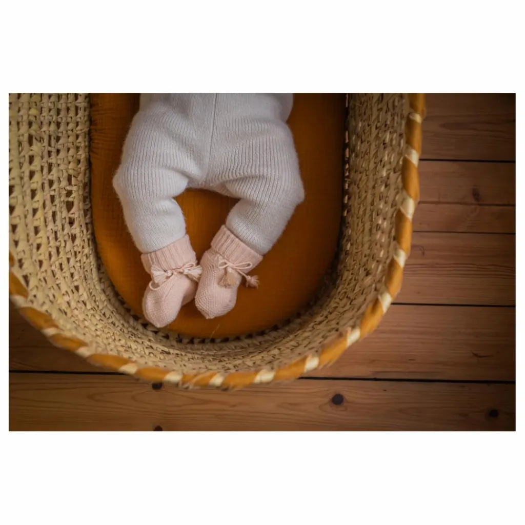 Sale Gentil Coquelicot Chaussons en tricot et pochon brodé | Nude