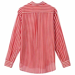 Outlet Xirena Chemise Beau Rayures Coton et Soie | Rouge