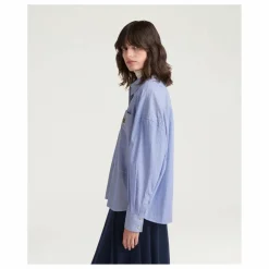 Discount Momoni Chemise Claire Rayée Popeline de Coton | Bleu Clair