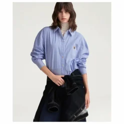 Discount Momoni Chemise Claire Rayée Popeline de Coton | Bleu Clair