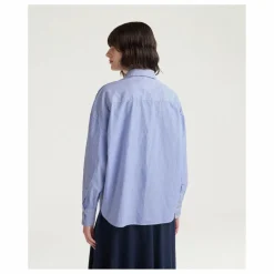 Discount Momoni Chemise Claire Rayée Popeline de Coton | Bleu Clair