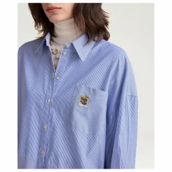 Discount Momoni Chemise Claire Rayée Popeline de Coton | Bleu Clair