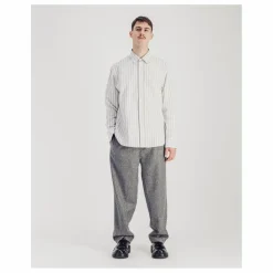 Parages Chemise Daily Rayée Popeline de Coton | Gris Online