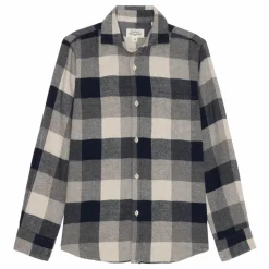 Hartford Chemise Flanelle à Carreaux Paul | Bleu marine - Ecru Outlet